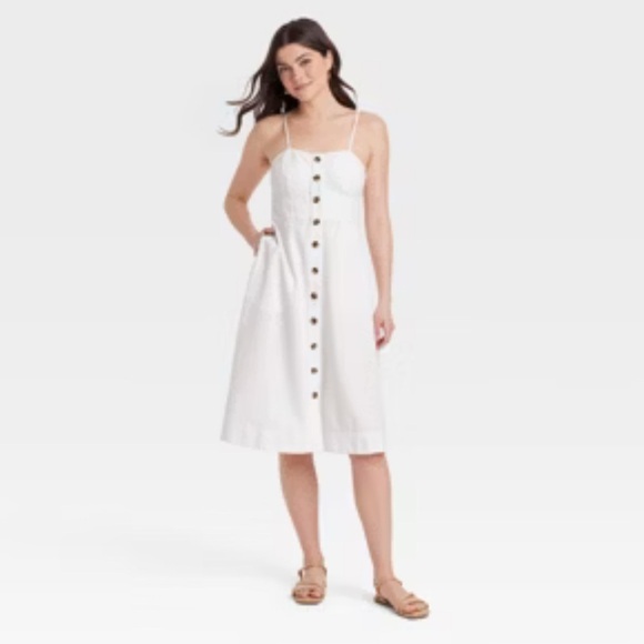 Universal Thread Dresses & Skirts - Universal Thread White Midi Dress with Button Detail